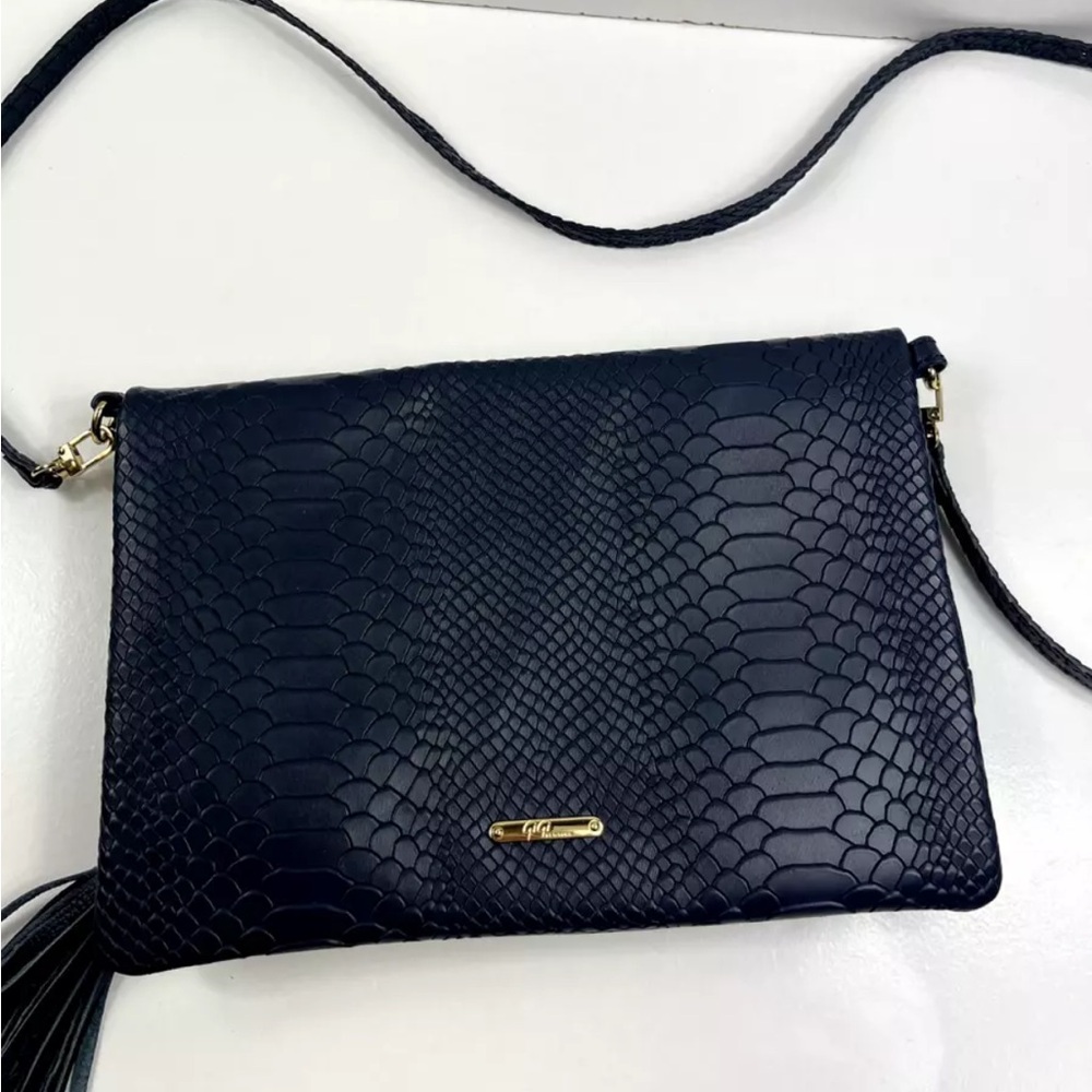 GiGi New York ~Rachel ~Leather Clutch or Crossbody Fold-over Python